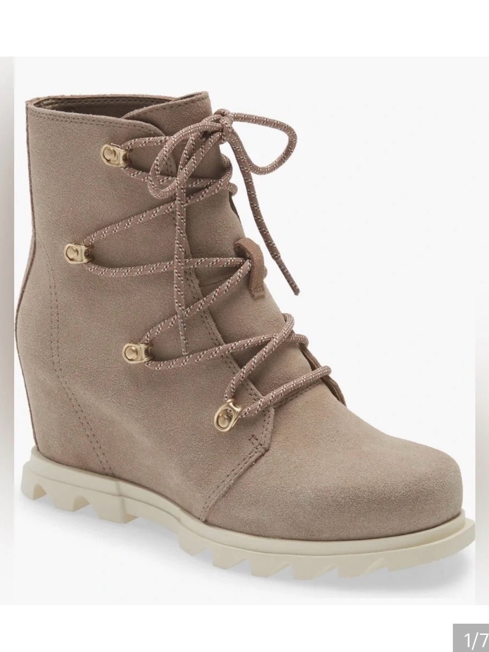 Women's Taupe Lace-Up Sorel Wedge Ankle Boot